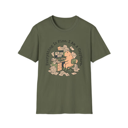 Everything Is Fine I Am A Capybara T-Shirt — Motivational Tee