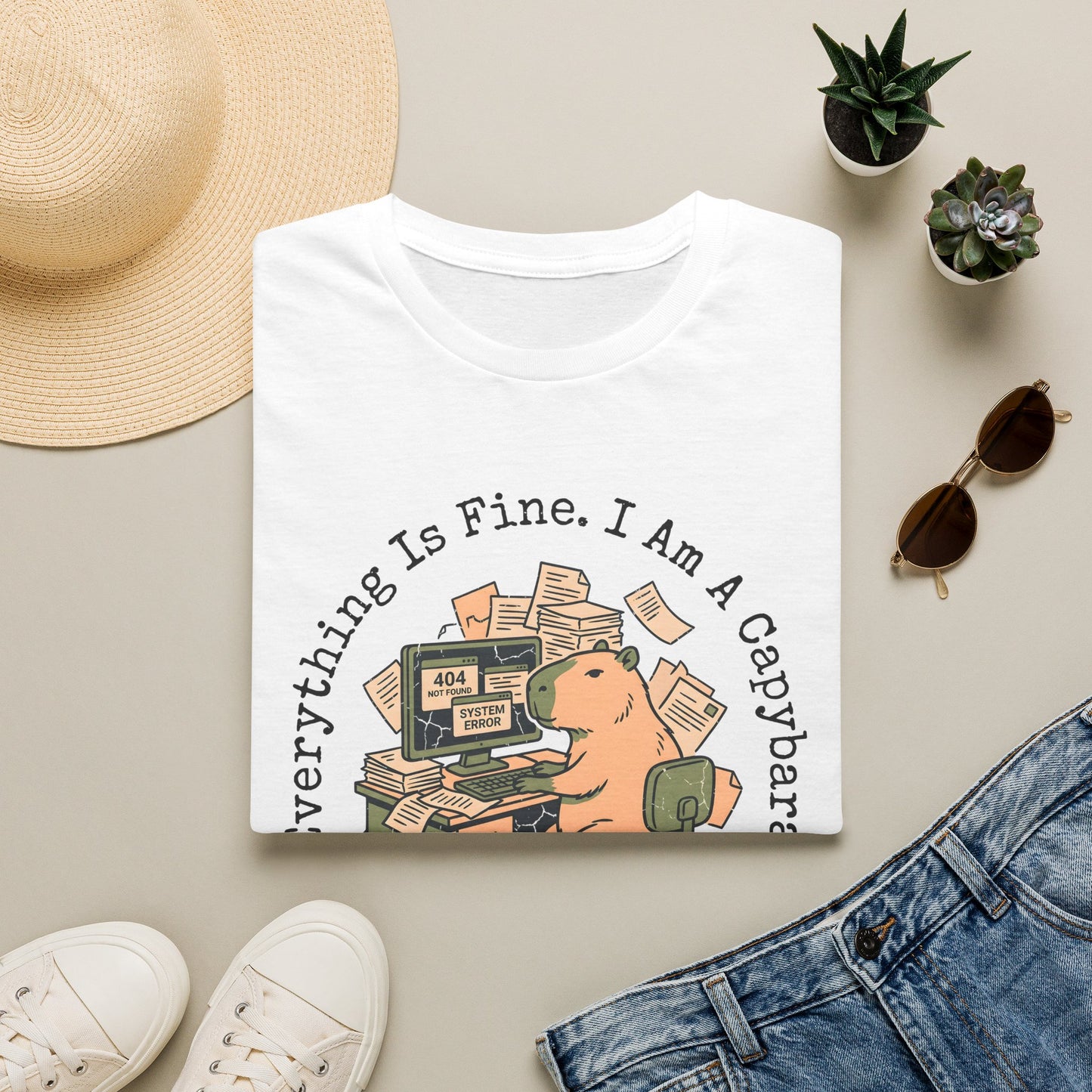 Everything Is Fine I Am A Capybara T-Shirt — Motivational Tee