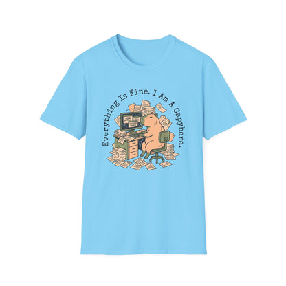 Everything Is Fine I Am A Capybara T-Shirt — Motivational Tee