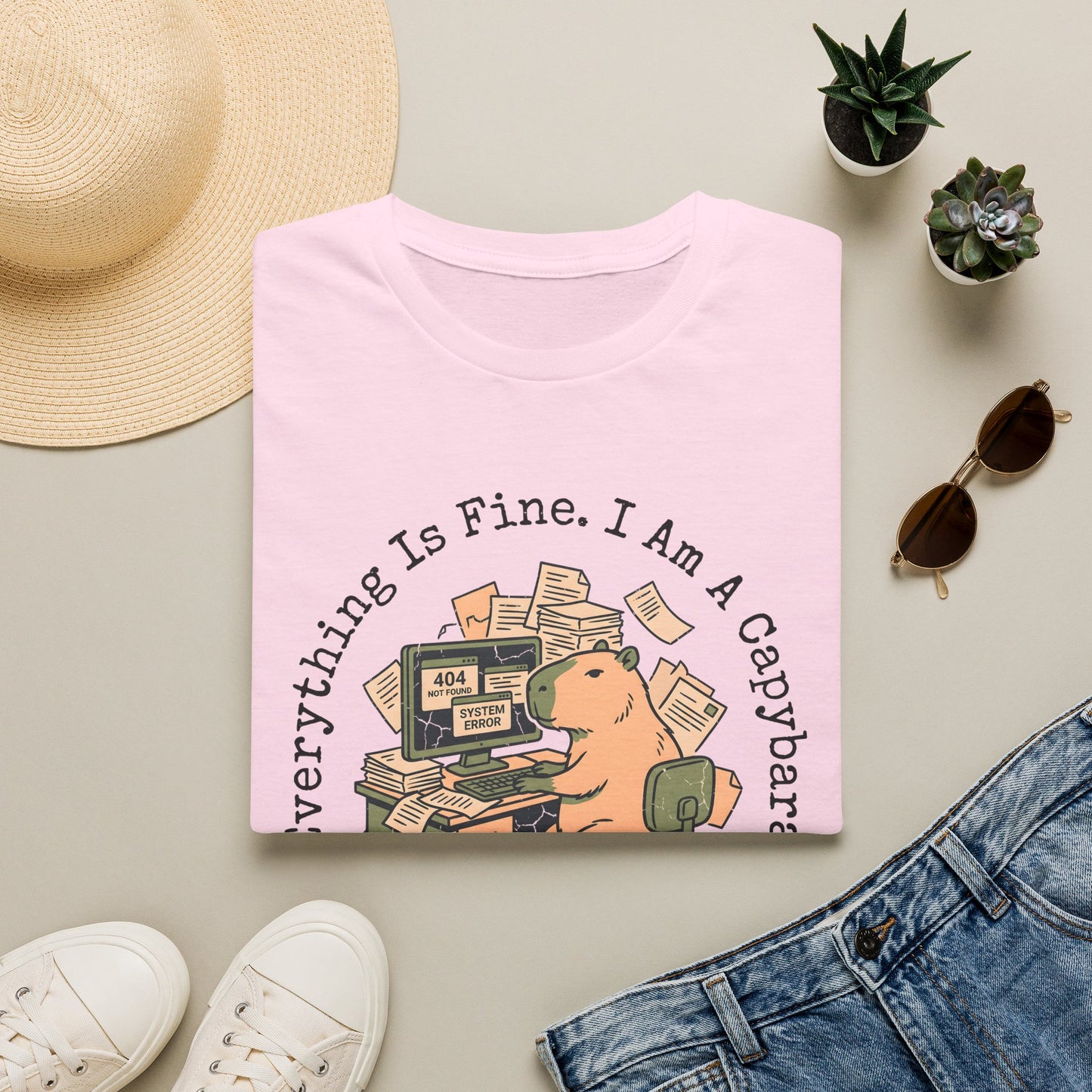Everything Is Fine I Am A Capybara T-Shirt — Motivational Tee
