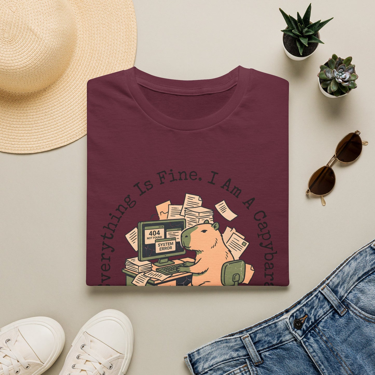 Everything Is Fine I Am A Capybara T-Shirt — Motivational Tee
