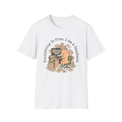Everything Is Fine I Am A Capybara T-Shirt — Motivational Tee