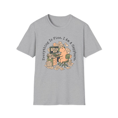 Everything Is Fine I Am A Capybara T-Shirt — Motivational Tee