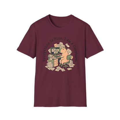 Everything Is Fine I Am A Capybara T-Shirt — Motivational Tee